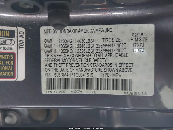 2016 HONDA CR-V EX-L