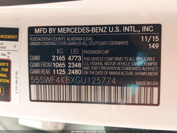 2016 MERCEDES-BENZ C 300 4MATIC