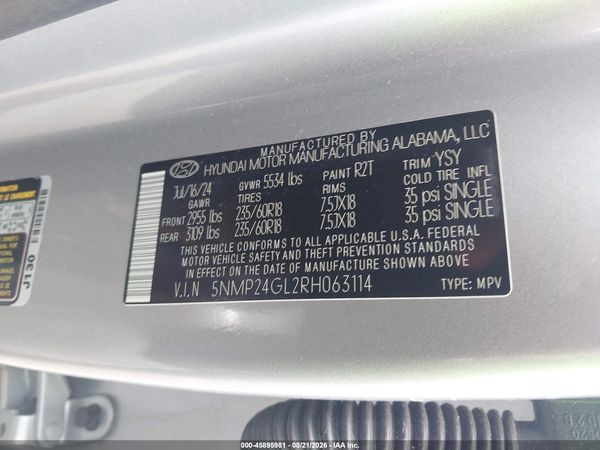 2024 HYUNDAI SANTA FE SEL — I9