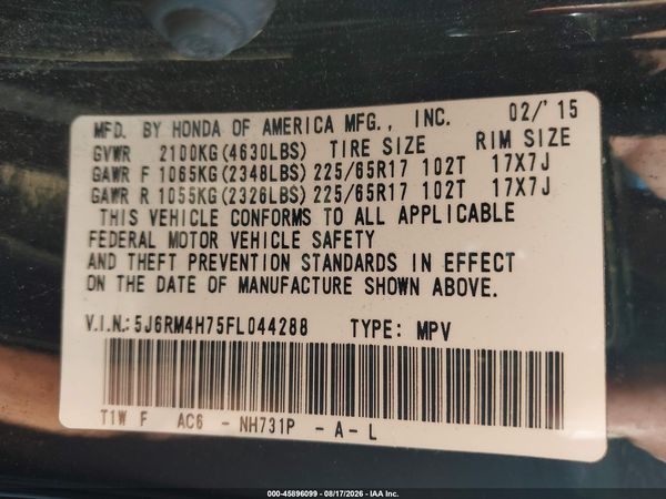 2015 HONDA CR-V EX-L
