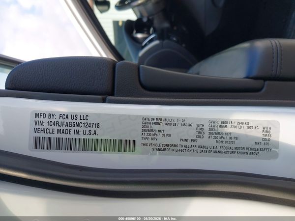 2022 JEEP GRAND CHEROKEE WK LAREDO X 4X4 — I9