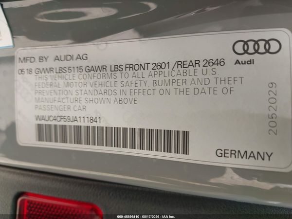 2018 AUDI S5 3.0T PREMIUM PLUS