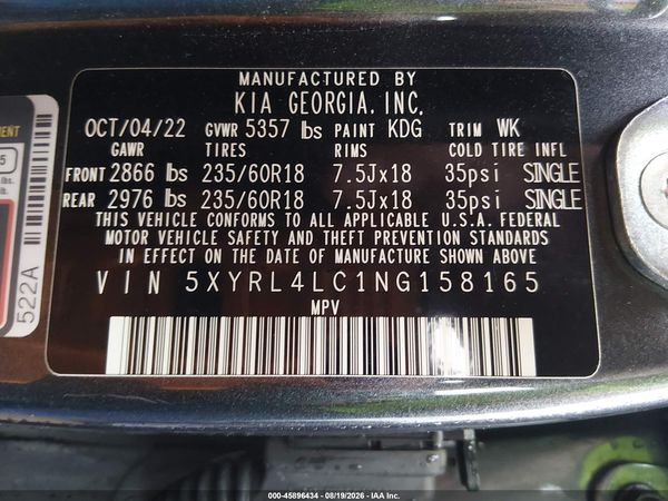2022 KIA SORENTO S