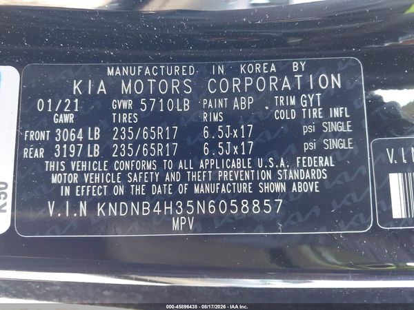 2022 KIA CARNIVAL MPV LX SEAT PACKAGE