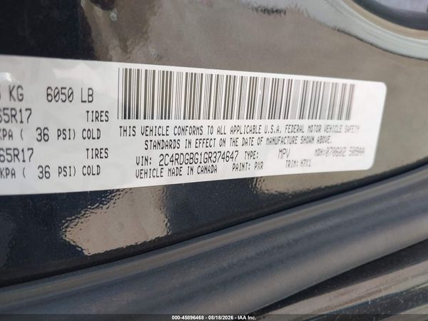 2016 DODGE GRAND CARAVAN SE — I9