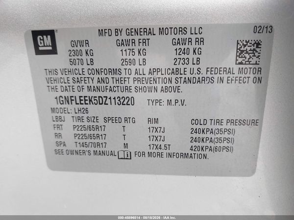 2013 CHEVROLET EQUINOX LT — I9