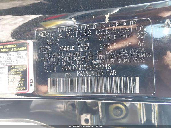 2017 KIA CADENZA PREMIUM