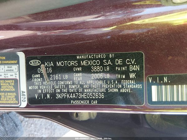 2017 KIA FORTE LX