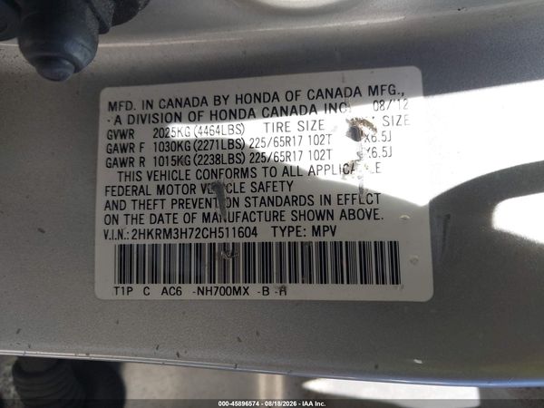 2012 HONDA CR-V EX-L