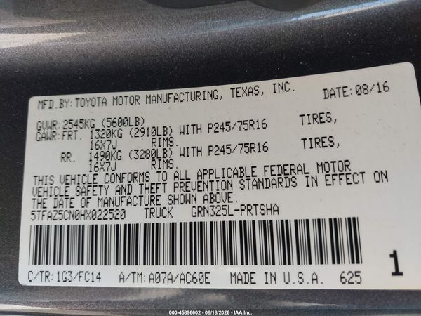 2017 TOYOTA TACOMA SR5 V6