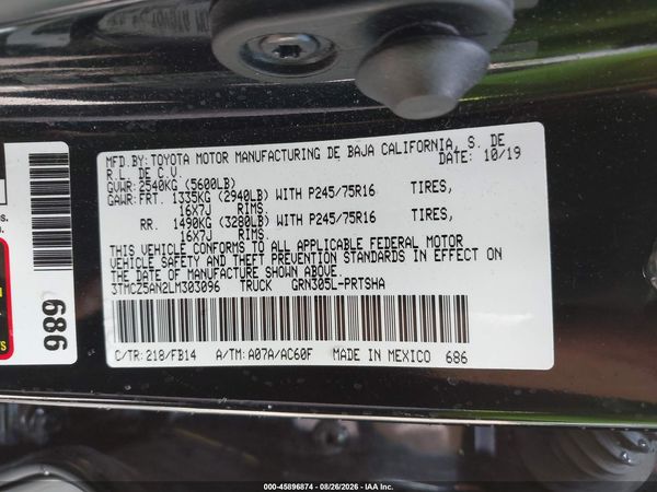 2020 TOYOTA TACOMA SR V6 — I9