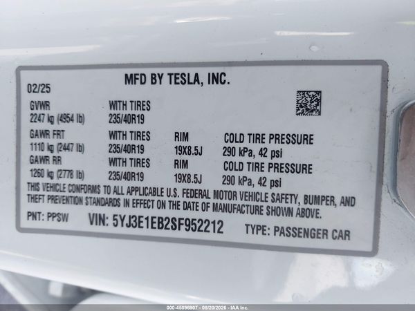 2025 TESLA MODEL 3