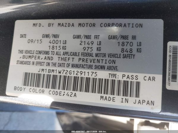 2016 MAZDA MAZDA3 I TOURING