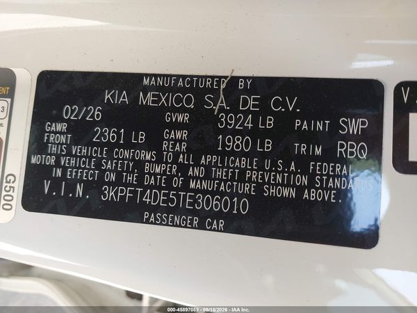 2026 KIA K4 LXS