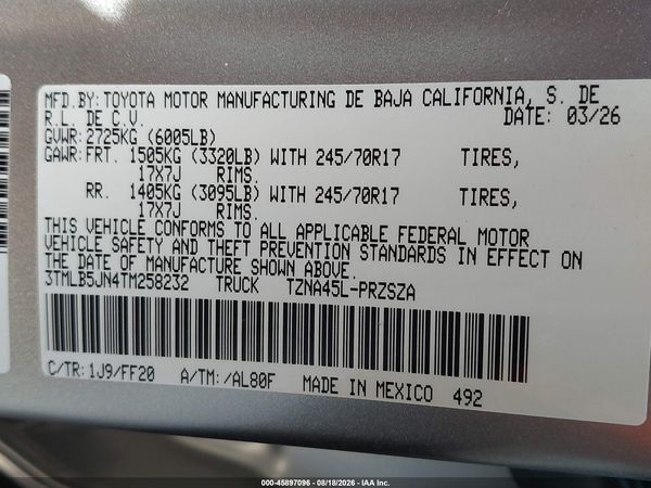 2026 TOYOTA TACOMA SR5