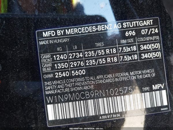 2024 MERCEDES-BENZ EQB 250 SUV EQB 250+ — I9
