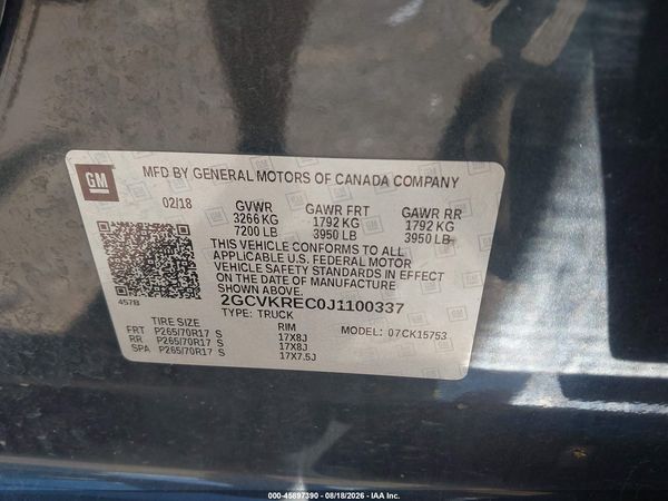 2018 CHEVROLET SILVERADO 1500 1LT — I9