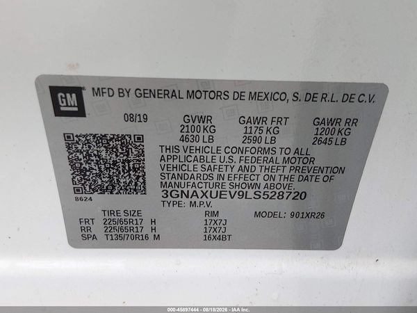 2020 CHEVROLET EQUINOX AWD LT 1.5L TURBO — I9