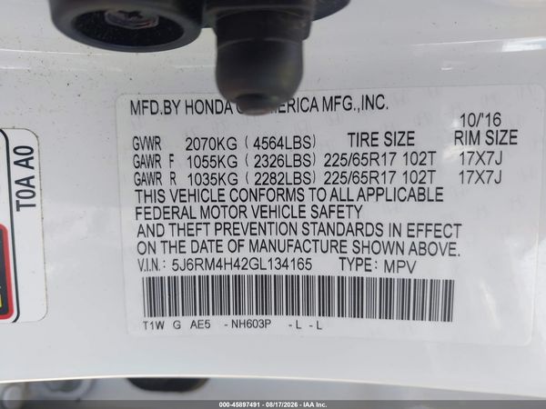 2016 HONDA CR-V SE