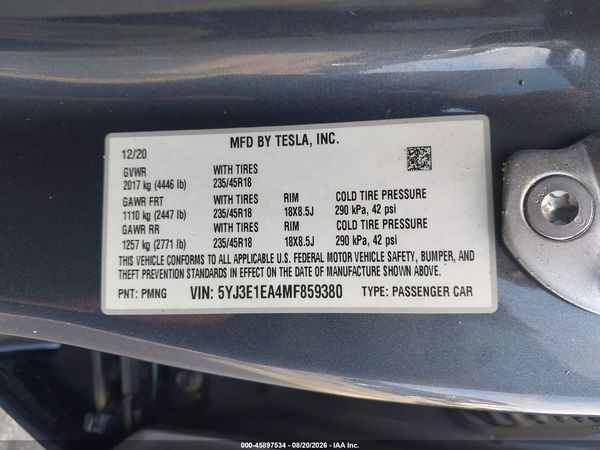 2021 TESLA MODEL 3