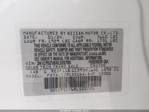 2024 NISSAN KICKS SV XTRONIC CVT — I9