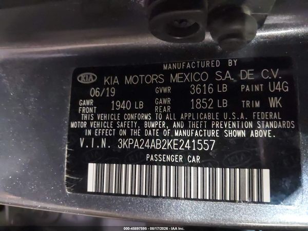 2019 KIA RIO S
