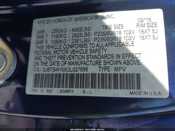 2016 ACURA RDX