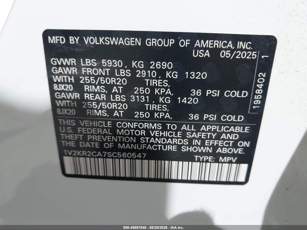 2025 VOLKSWAGEN ATLAS 2.0T SE W/TECHNOLOGY — I9