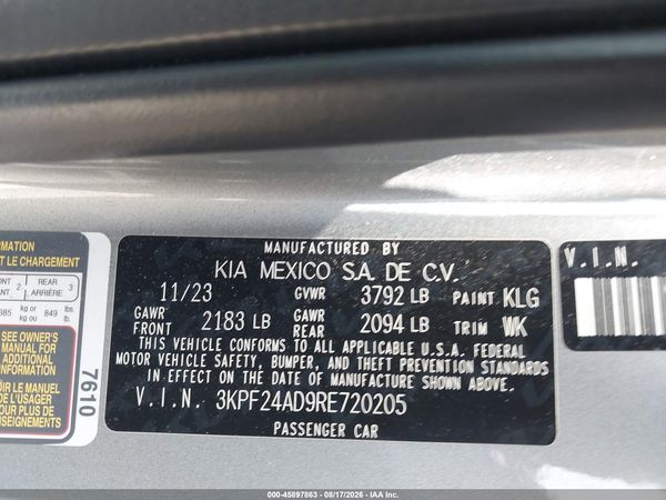 2024 KIA FORTE LXS