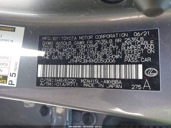 2021 LEXUS UX 250H 250h Premium