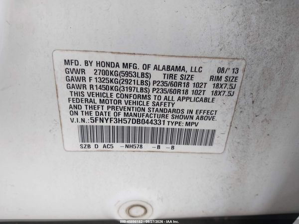 2013 HONDA PILOT EX-L