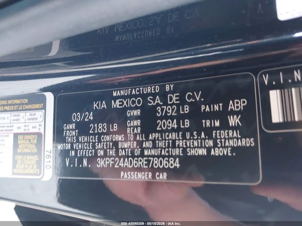 2024 KIA FORTE LXS