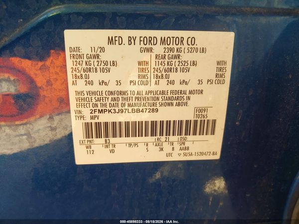 2020 FORD EDGE SEL — I9