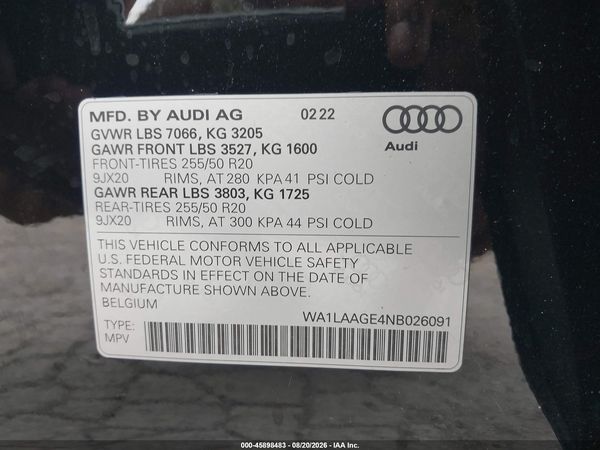 2022 AUDI E-TRON PREMIUM PLUS QUATTRO