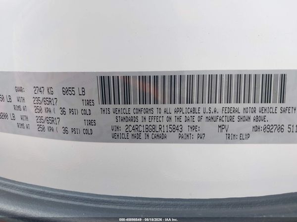 2020 CHRYSLER PACIFICA TOURING L