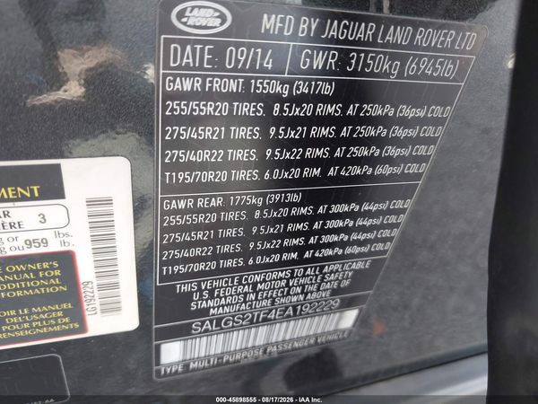 2014 LAND ROVER RANGE ROVER