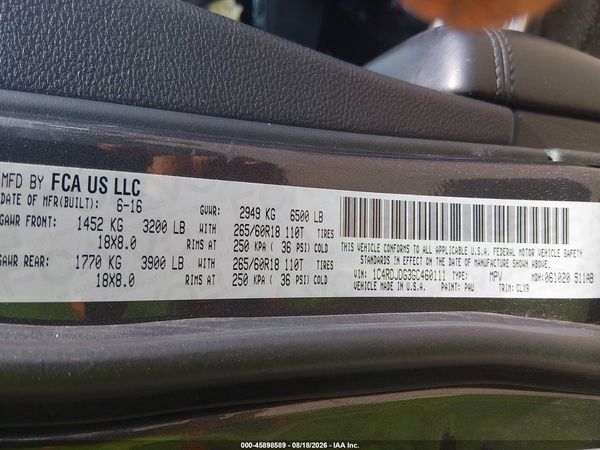 2016 DODGE DURANGO LIMITED