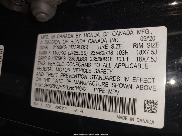 2020 HONDA CR-V AWD EX