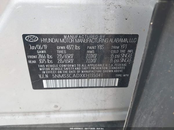 2019 HYUNDAI SANTA FE SEL