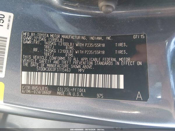 2015 TOYOTA SIENNA