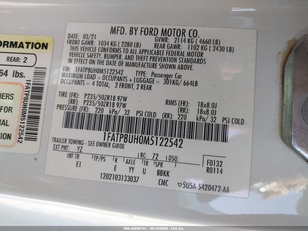2021 FORD MUSTANG ECOBOOST PREMIUM