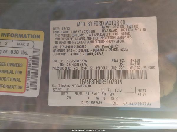 2024 FORD MUSTANG ECOBOOST FASTBACK