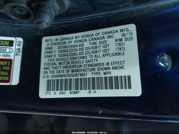 2016 HONDA CR-V EX