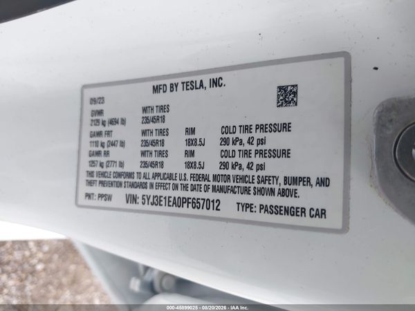 2023 TESLA MODEL 3 REAR-WHEEL DRIVE