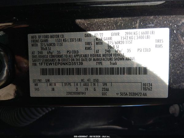 2022 FORD F-150 XL