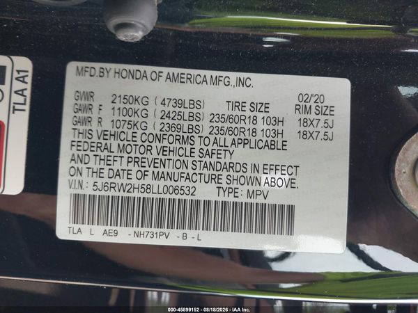2020 HONDA CR-V AWD EX