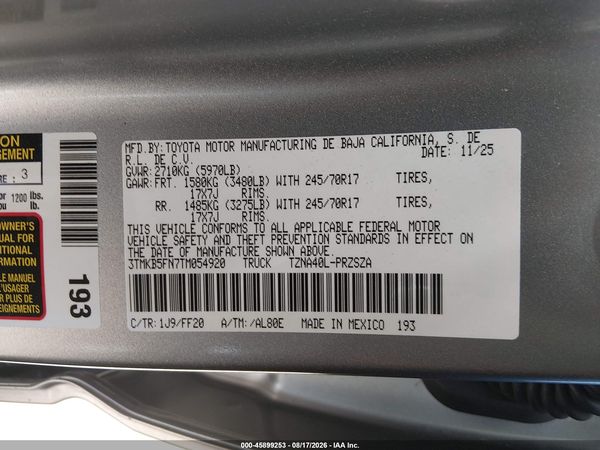 2026 TOYOTA TACOMA SR5
