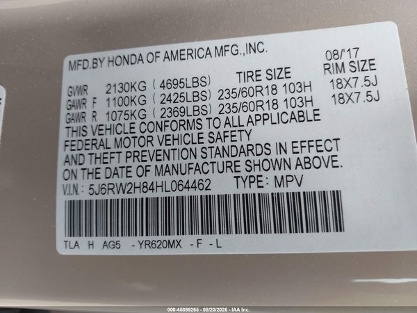 2017 HONDA CR-V EX-L/EX-L NAVI
