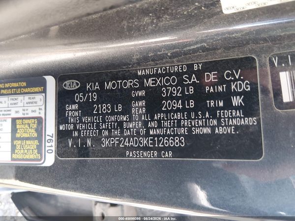 2019 KIA FORTE LXS — I9