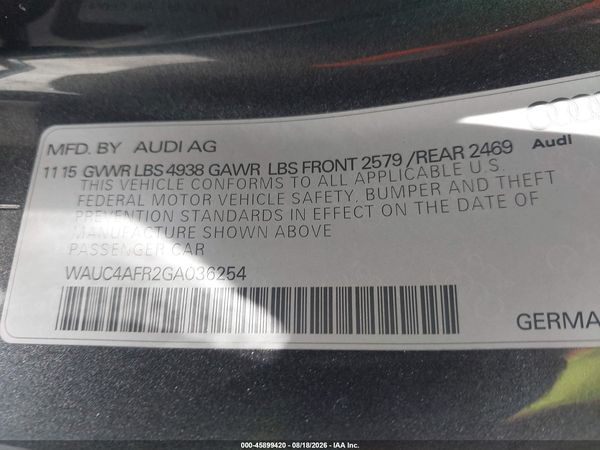 2016 AUDI S5 3.0T PREMIUM PLUS